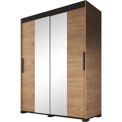 Meubella - Kledingkast Brazil - Eiken - 150 cm - Met spiegel