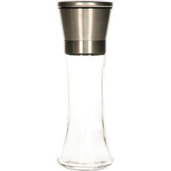 Excellent Houseware Pepermolen - glas/rvs -  Instelbare maalgraad - keramische maler - peper - Peper en zoutstel
