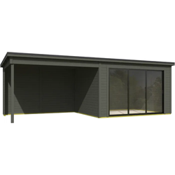Blokhut Pernilla 385x295 Aanbouw Green Grey