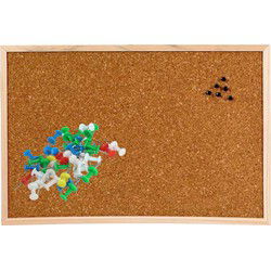 Prikbord van kurk - 58 x 39 cm - inclusief 40x gekleurde punt punaises- memobord - Prikborden