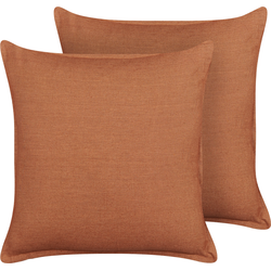 SAGINA  - Sierkussen set van 2 - Oranje - 45 x 45 cm - Linnen