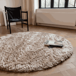 Rond hoogpolig vloerkleed Fender beige - Polyester
