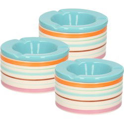 6x Gekleurde asbakken met blauwe deksel voor binnen en buiten 12 cm - Asbakken