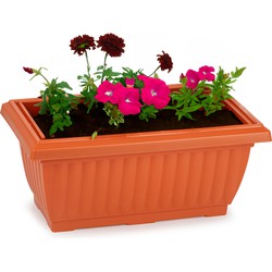 Plasticforte Plantenpot/bloempot Windsor - buiten - kunststof - terracotta - L33 x B18 x H15 cm - Plantenpotten