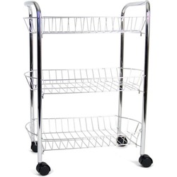 Verchroomde keuken trolley met manden 50 x 26 x 63 cm - Opberg trolley