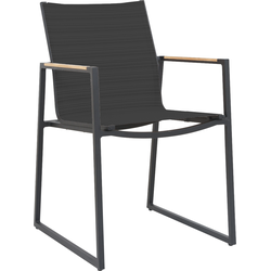 DKS - Tuinstoel Nila armleuning aluminium zwart - teak armsteun - textileen zwart