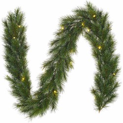 3x stuks dennenslingers groen met 20 LED lampjes 180 cm - Kerstslingers