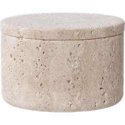 Joah travertijn voorraadpot beige - Ø 10 x 6,5 cm