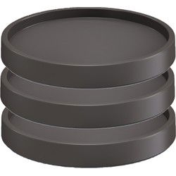 Prosperplast Plantenonderzetter - 3x - rond - 35 cm - antraciet - Planten onderzetter
