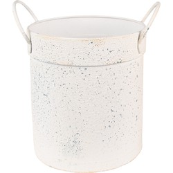 Clayre & Eef Decoratie Emmer  21x18x23 cm Beige Ijzer Rond Bloempot binnen