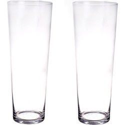 Vaas - Set van 2x stuks - conisch - H40 cm - helder glas - bloemenvaas - conische glazen vazen - Vazen