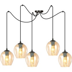 moderne hanglamp Farina Zwart 5-lichts