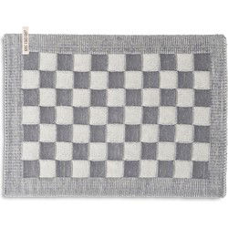 Knit Factory Gebreide Placemat - Onderlegger Block - Ecru/Med Grey - 50x30 cm