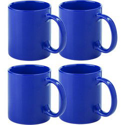 Bellatio Design Koffie mokken/bekers - 10x - keramiek - blauw - 370 ml - Bekers