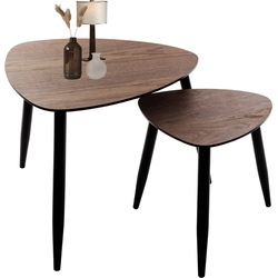MISOU Bijzettafel - set van 2 - Organisch - Koffietafel - Modern - Walnoot Hout -  Bruin - 60x48cm - 40x40cm - SILVA