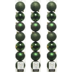 28x stuks kunststof kerstballen donkergroen (pine) 8 cm glans/mat/glitter - Kerstbal