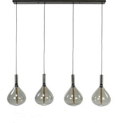 Hanglamp Zwart Rond - 4-Lichts - 164x30x150cm -  Drop Smoke