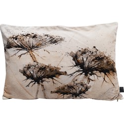 PTMD Nisha Cream cotton velvet cushion dried flowers L