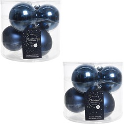 Kerstboomversiering donkerblauwe kerstballen van glas 8 cm 12x stuks - Kerstbal