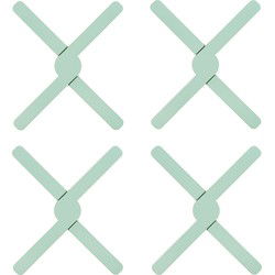 Krumble Opvouwbare siliconen pannenonderzetter - Groen - Set van 4