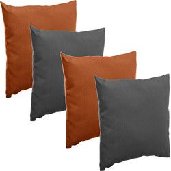 Bank/sier/tuin kussens voor binnen/buiten set 4x stuks terra/antraciet 40 x 40 cm - Sierkussens