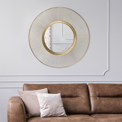 WOMO-DESIGN Decoratieve wandspiegel goud, Ø 82 cm, gemaakt van glas met metalen lijst