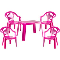 Kunststof kindertuinset tafel met 4 stoelen roze - Kinderstoelen