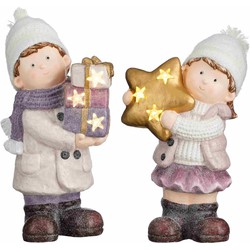 House of Seasons Kerstversiering Kind - 27x17x43 cm - Magnesium - Roze