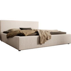 Meubella - Tweepersoonsbed Infinity - Beige - Fluffy ribstof - 180x200 cm