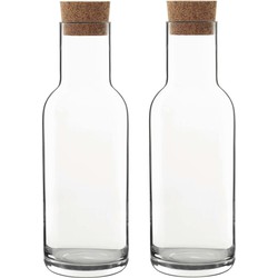 4x Glazen water of sap karaffen met dop1 L - Karaffen