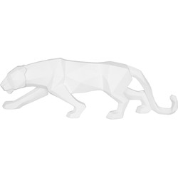 Ornament Origami Panther - Polyresin Mat Wit - 48x10,5x15cm