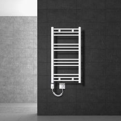 Badkamerradiator Elektrisch met verwarmingselement 600W 500x800 mm Wit gebogen met zijaansluiting