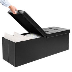 Opvouwbare Zitbank met opbergruimte en deksel - 80cm - Zwart