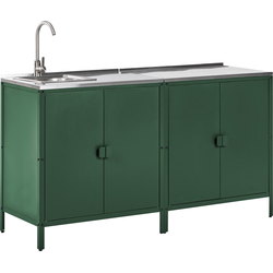 VILAMA - Tuin keukenset 2-delig met spoelbak - Groen - RVS