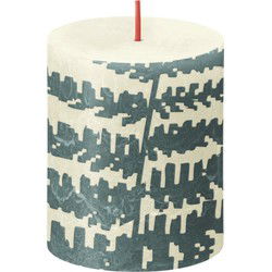 Bolsius Rustiek printed stompkaars 80/68 Soft pearl fern