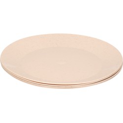 4x ontbijt/diner bordjes van afbreekbaar bio materiaal 26 cm in het eco-beige - Campingborden