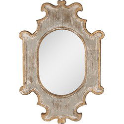 Clayre & Eef Spiegel  51x75 cm Beige Grijs Hout Glas Grote Spiegel
