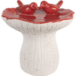 Clayre & Eef Decoratie Beeld Paddenstoel Wit Rood Terracotta