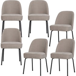 BePureHome eetkamerstoelen Vogue - Geweven stof - Zand - Set van 6