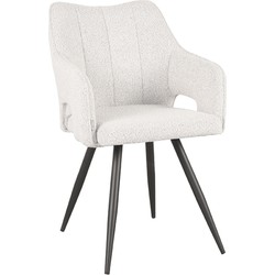 LABEL51 Eetkamerstoel Noud - Wit - Boucle - Black Frame