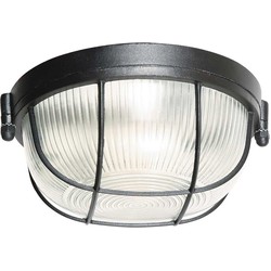 Mexlite - plafonniere - Lisanne - zwart - glas metaal - Ø 17cm - E27 - 1342ZW