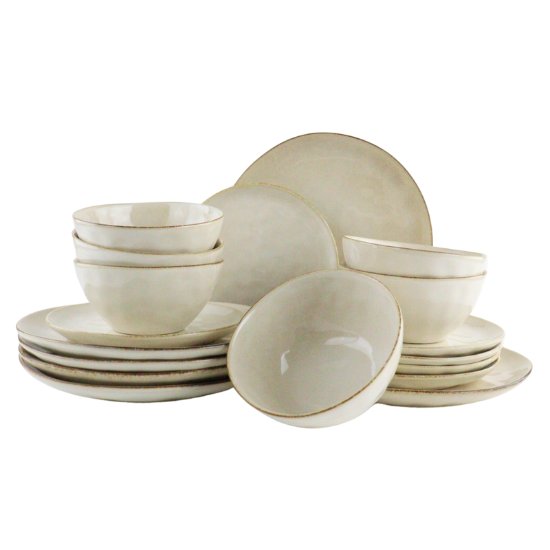 OTIX Serviesset - 18-delig - Bordenset - 6-persoons - Beige - 21cm - Keramiek - MAPLE - 