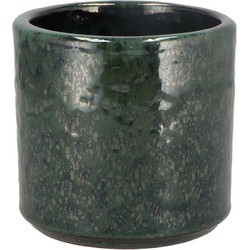 DK Design Bloempot model Green Glaze - groen - D12 x H13 cm - glanzend - Plantenpotten