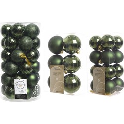 59x stuks kunststof kerstballen donkergroen 4, 6 en 8 cm - Kerstbal