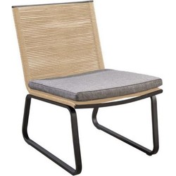 Kome lounge chair alu black/rope natural/soil - Yoi
