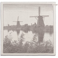 Knit Factory Molens Gebreide Keukendoek - Keukenhanddoek - Ecru/Taupe - 50x50 cm