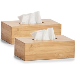 2x Tissue dozen/boxen van bamboe hout 27,5 x 16 cm - Tissuehouders