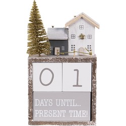 Clayre & Eef Kalender  10x5x18 cm Bruin Hout Aftelkalender