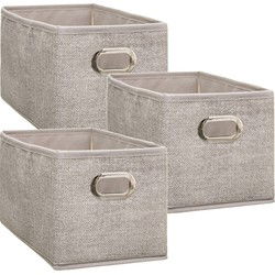 5Five Opbergmand/kastmand - 4x - beige - linnen - 31 x 15 x 15 cm - Opbergmanden