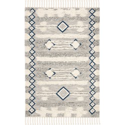 Safavieh Moroccan Inspired Indoor Hand Knotted Area Rug, Kenya Collection, KNY909, in Grey & Ivory, 183 X 274 cm